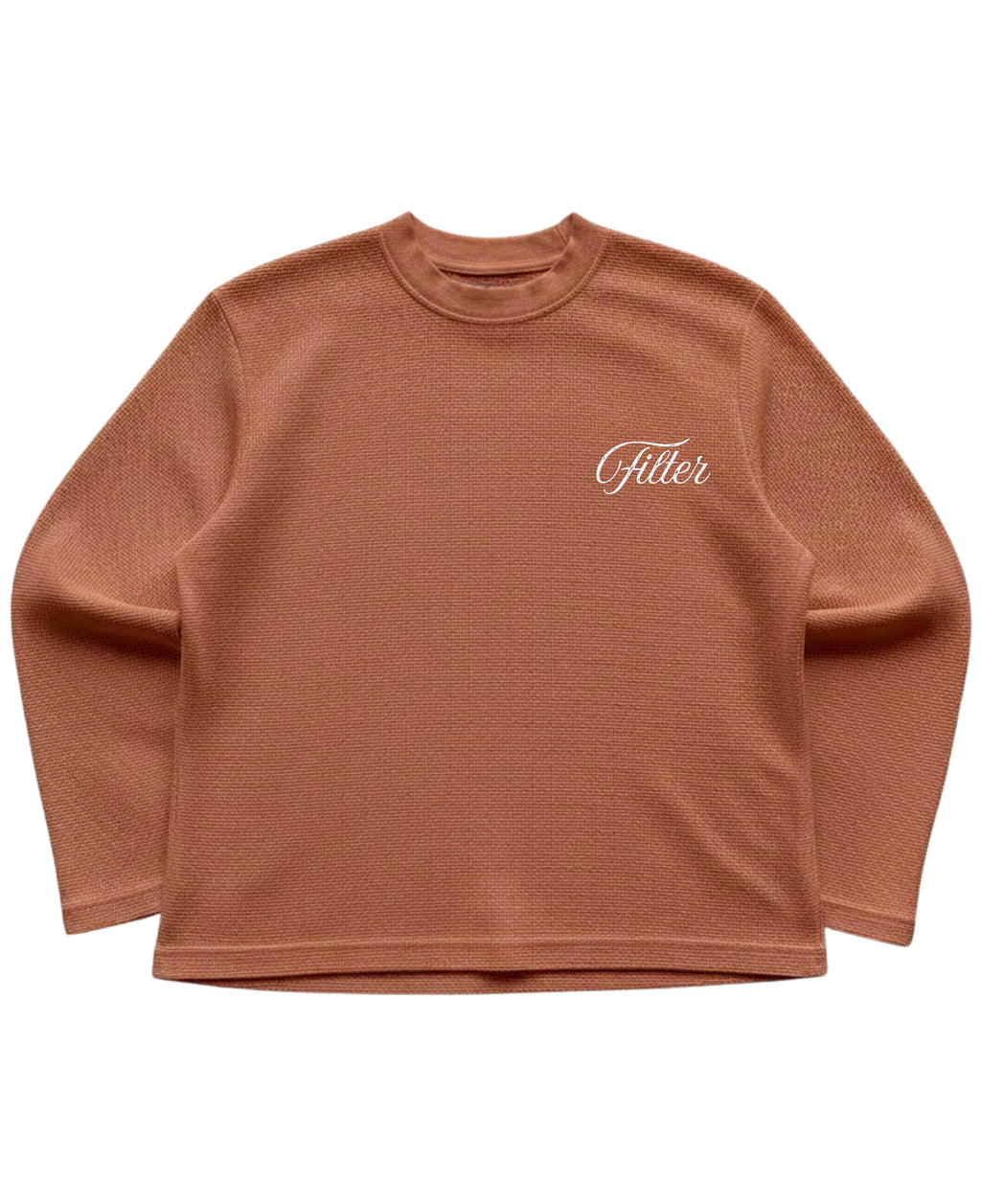 Brown waffle knit oversized full-sleeve Front Design