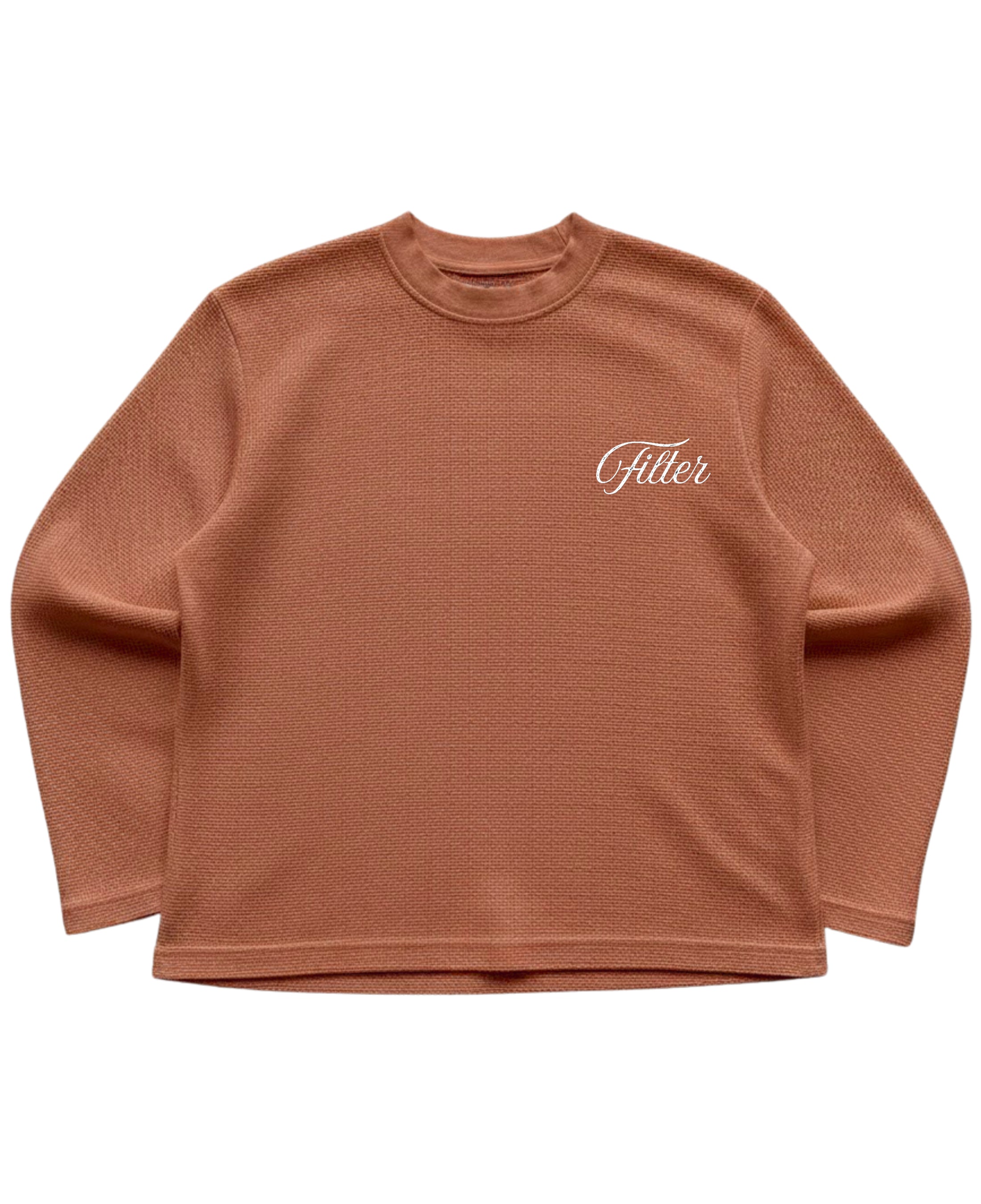 Brown waffle knit oversized full-sleeve Front Design