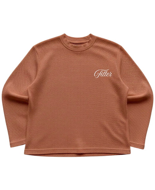 Brown waffle knit oversized full-sleeve Front Design